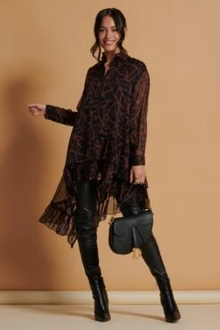 Jolie Moi Oversize-Kleid Mit Asymmetrischem Saum, Schwarz -MONSON Kleidung Geschaft K75003s4