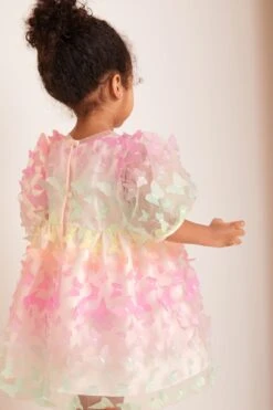 Lipsy Kleid Mit 3D-Regenbogen-Schmetterlings-Design (3 Monate Bis 5 Jahre) -MONSON Kleidung Geschaft K79497s3