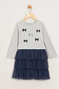 Miss Langärmeliges 2-in-1-Kleid Mit Pailletten Und Tutu, Grau