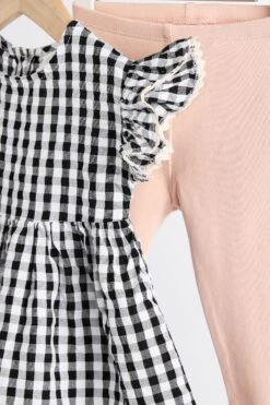 Next Vichykaros, Schwarz/Weiss - Baby Kleid Und Leggings Im Set -MONSON Kleidung Geschaft K93650s7