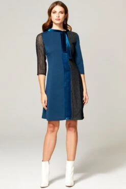 HotSquash Princess Kleid Mit Samtdetail Und Ziernaht, Blau