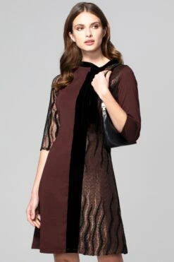 HotSquash Princess Kleid Mit Samt Und Ziernähten, Braun