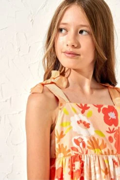 Angel & Rocket Julieta Bedrucktes Kleid Mit Schleifenband, Orange -MONSON Kleidung Geschaft M05773s3