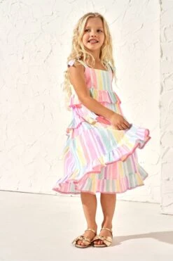 Angel & Rocket Pinki Nola Kleid Mit Leuchtendem Streifenmuster, Mehrfarbig -MONSON Kleidung Geschaft M05919s3