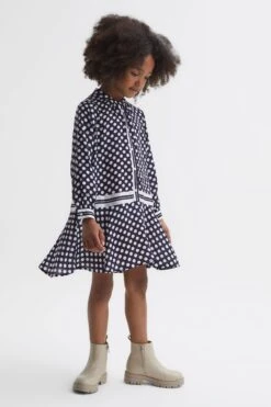 Reiss Alex Langärmeliges, Gepunktetes Kleid -MONSON Kleidung Geschaft N01996s3