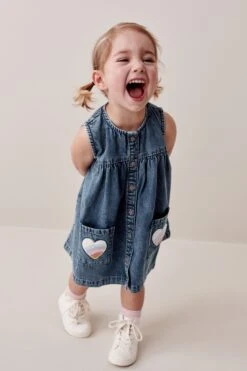Next Blau Denim - Kleid Mit Herzdetail (3 Monate Bis 8 Jahre)