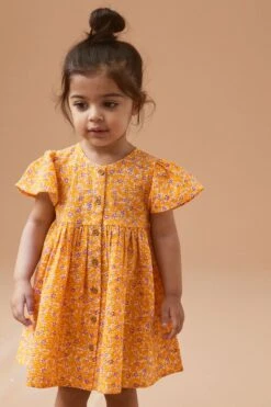 Next Gelbes Blümchendesign - Kleid Aus Baumwolle Mit Knopfleiste (3 Monate Bis 8 Jahre)