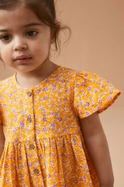 Next Gelbes Blümchendesign - Kleid Aus Baumwolle Mit Knopfleiste (3 Monate Bis 8 Jahre) -MONSON Kleidung Geschaft N02 834s4