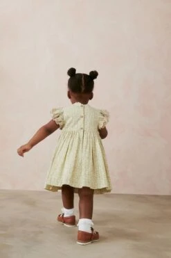 Next Gesmoktes Kleid Mit Rüschenärmeln Und Stickerei (3 Monate Bis 8 Jahre) -MONSON Kleidung Geschaft N02 844s3