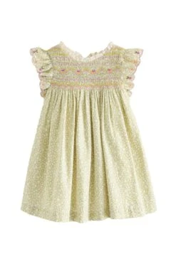 Next Gesmoktes Kleid Mit Rüschenärmeln Und Stickerei (3 Monate Bis 8 Jahre) -MONSON Kleidung Geschaft N02 844s8