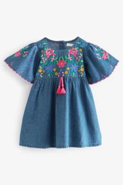 Next Blau Denim - Besticktes Kaftan-Kleid (3 Monate Bis 10 Jahre) -MONSON Kleidung Geschaft N02 863s5