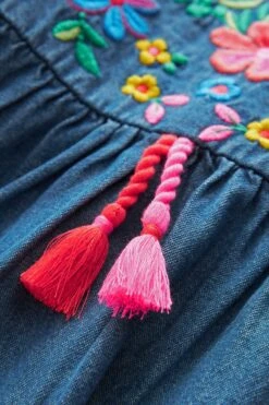 Next Blau Denim - Besticktes Kaftan-Kleid (3 Monate Bis 10 Jahre) -MONSON Kleidung Geschaft N02 863s8