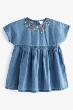 Next Blau Denim - Kleid Mit Erbeerstickerei (3 Monate Bis 8 Jahre) -MONSON Kleidung Geschaft N02827s5