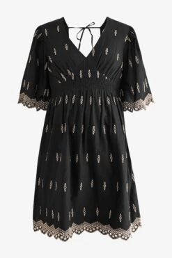 Next Schwarz - Umstandsmode Kleid Mit Lochstickerei -MONSON Kleidung Geschaft N06 139s6