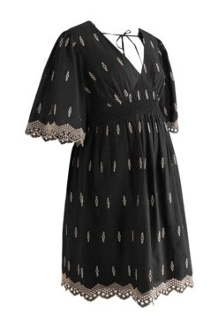 Next Schwarz - Umstandsmode Kleid Mit Lochstickerei -MONSON Kleidung Geschaft N06 139s7