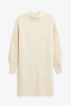 Pieces – Gestricktes Pullover-Kleid, Hoch Geschlossen Mit Ballon-Ärmel -MONSON Kleidung Geschaft N07 315s4