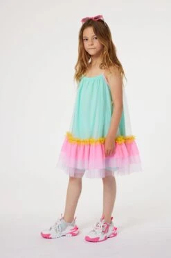 Billieblush Ärmelloses Kleid Mit Netzstoff-Tutu In Regenbogenfarben, Grün