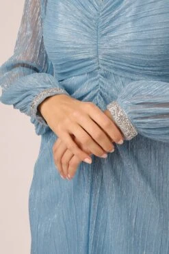 Adrianna Papell Kleid In Metallic-Knitteroptik, Blau -MONSON Kleidung Geschaft N21514s5