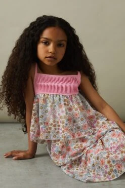 Reiss Leela Geblümtes, Gestuftes Kleid -MONSON Kleidung Geschaft N21539s3