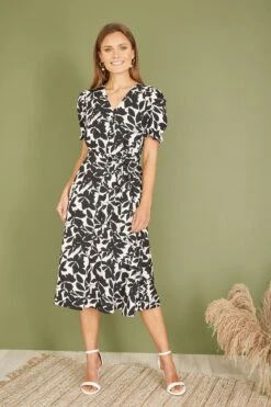 Midi-Tee Kleid Mit Mela-Blatt Bedruckt​​​​​​​ -MONSON Kleidung Geschaft N21967s3