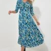 Joe Browns Jersey-Kleid Mit Blumenmuster Und V-Ausschnitt, Kurzgröße
