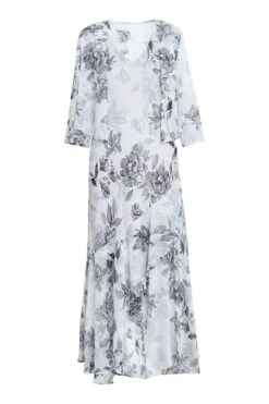 Gina Bacconi Mandy Midilanges ärmelloses Bedrucktes Weißes Kleid Und Poncho -MONSON Kleidung Geschaft N27600s6