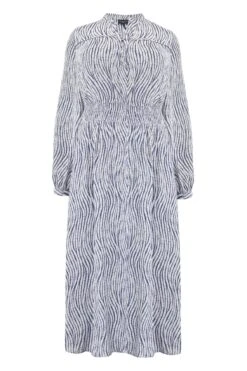 Live Unlimited Curve Grau Leaf Bedruckt Shirred Waist Midaxi Kleid -MONSON Kleidung Geschaft N27988s4