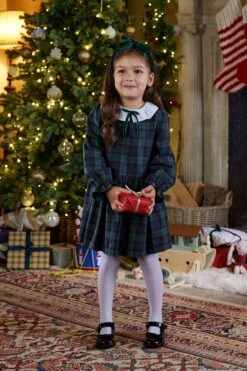 Blaues Tabitha Willow Tartan-Kleid Von Trotters London