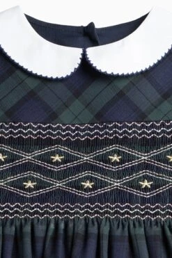 Trotters London Charlotte Gesmoktes Kleid Mit Karomuster, Blau -MONSON Kleidung Geschaft N32019s5