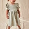 Next Grün - Kurzärmeliges Kleid Mit Strukturierter Rüsche (3 Monate Bis 7 Jahre) -MONSON Kleidung Geschaft N33 916s