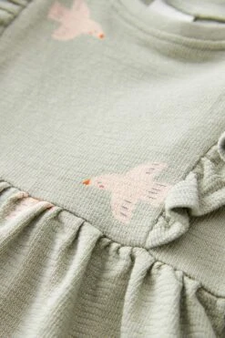 Next Grün - Kurzärmeliges Kleid Mit Strukturierter Rüsche (3 Monate Bis 7 Jahre) -MONSON Kleidung Geschaft N33 916s10