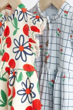 Next Rot/Blau Kirsche Floral - Baby Jersey Kleid 2 Pack (0 Monate Bis 3 Jahre) -MONSON Kleidung Geschaft N34573s7