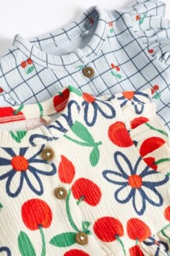 Next Rot/Blau Kirsche Floral - Baby Jersey Kleid 2 Pack (0 Monate Bis 3 Jahre) -MONSON Kleidung Geschaft N34573s8