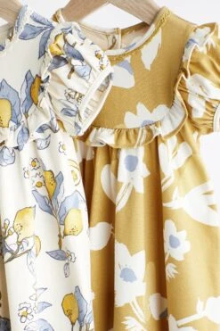 Next Blau/Gelb/Print - Baby Jersey Kleid 2 Pack (0 Monate Bis 2 Jahre) -MONSON Kleidung Geschaft N34580s3