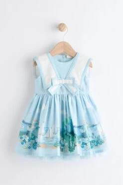 Next Blau Mit Landschaftsdesign - Baby Kleid Mit Kragen (0 Monate Bis 2 Jahre)