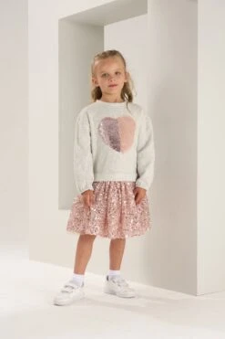 Angel & Rocket Madelyn Sweat-Kleid Mit Paillettenbesetztem Rock, Grau