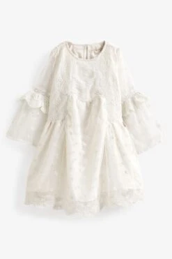 Angel & Rocket Boho Kleid Mit Spitze Und Glockenrock, Weiß -MONSON Kleidung Geschaft N37178s3