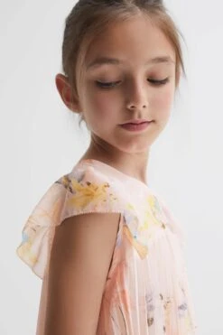 Reiss Sade Plissiertes Kleid Mit Flügelärmeln Und Blumenmuster -MONSON Kleidung Geschaft N42256s4