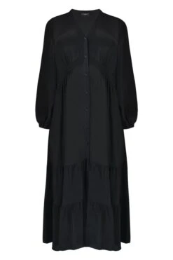 Live Unlimited Curve Durchgeknöpftes Midaxi-Kleid, Schwarz -MONSON Kleidung Geschaft N54506s6