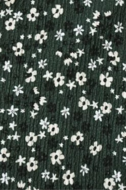 Live Unlimited Curve Jersey-Kleid In Kurzgröße Mit Blümchenmuster Und Geraffter Taille, Grün -MONSON Kleidung Geschaft N54518s5