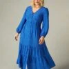 Live Unlimited Curve Durchgeknöpftes Midaxi-Kleid Mit Blümchenmuster, Blau
