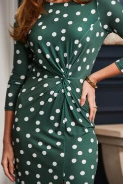 Sosandar Kleid Mit Rundhalsausschnitt, Glockenärmeln Und Seitlichem Knotendetail -MONSON Kleidung Geschaft N60818s5