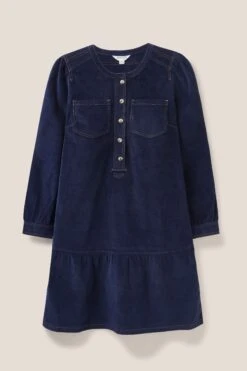 White Stuff Norma Cord-Kleid, Blau -MONSON Kleidung Geschaft N66148s5