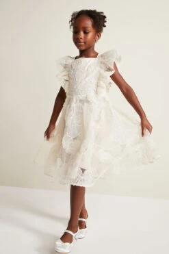 Phase Eight Rosa Gesmoktes Kleid Mit Spitzenapplikation, Creme -MONSON Kleidung Geschaft N66339s3