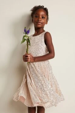 Phase Eight Tiana Plissiertes Kleid Mit Pailletten, Rosa -MONSON Kleidung Geschaft N66343s3