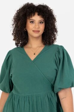 Lovedrobe Kleid Mit Wickeldesign Und Puffärmeln, Grün -MONSON Kleidung Geschaft N68992s3