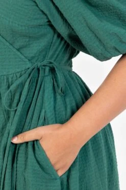 Lovedrobe Kleid Mit Wickeldesign Und Puffärmeln, Grün -MONSON Kleidung Geschaft N68992s5