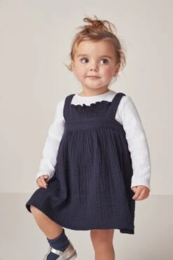 The White Company Crinkle-Kleid Aus Bio-Baumwolle, Blau