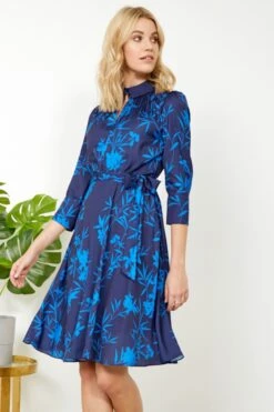 Sosandar Forest Sprig Ausgestelltes Kleid Mit Kragen -MONSON Kleidung Geschaft N71173s3