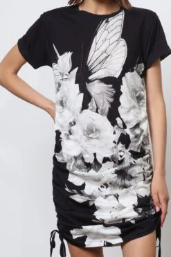 Religion Figurbetontes T-Shirt-Kleid Mit Kordelzügen -MONSON Kleidung Geschaft N73415s6